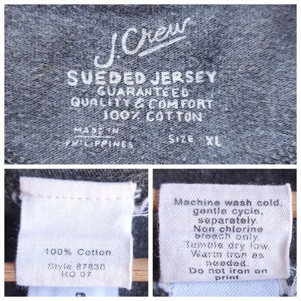 J Crew 1/4 Zip Pullover Mens XL 100% Cotton Sueded Jersey Green Long Sleeve 2007